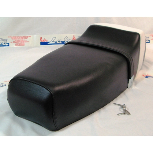 Asiento deportivo negro con joroba y banda blanca para VESPA PX PE 125 150 200