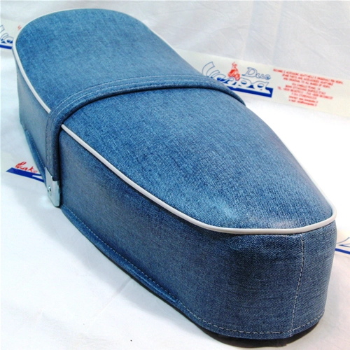 Asiento tipo vaquero azul para VESPA 50 125 RLN PRIMAVERA sin cerradura
