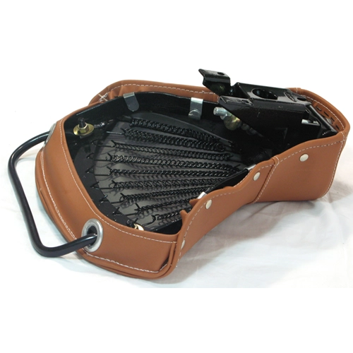 Asiento delantero triangular corto de cuero marrón con remaches para VESPA 125 150 PX SPRINT GL GTR TS VBB VBA VNB VNA