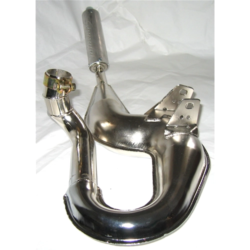 SIMONINI verchromter Schlangen-Auspuff mit Aluminium-Schalldämpfer für VESPA PX PE RALLY 200