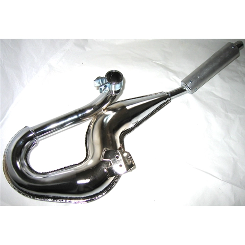 SIMONINI verchromter Schlangen-Auspuff mit Aluminium-Schalldämpfer für VESPA PX PE RALLY 200