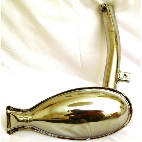 Chrome fish muffler for VESPA 125 low headlight year 1950 from frame V13T TO V15T gear rod ro 014412