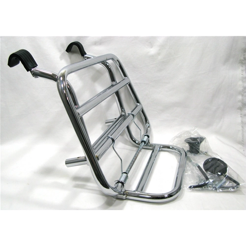 Verchromter Frontgepäckträger für VESPA 50 125 150 160 180 200 NLR SPECIAL ELESTART ET3 PRIMAVERA VNA VNB VBB VBA GL SPRINT SUPER GT GTR GS SS SUPER SPORT RALLY Universal mit Spurstangen