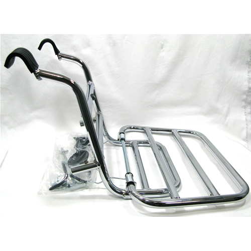 Verchromter Frontgepäckträger für VESPA 50 125 150 160 180 200 NLR SPECIAL ELESTART ET3 PRIMAVERA VNA VNB VBB VBA GL SPRINT SUPER GT GTR GS SS SUPER SPORT RALLY Universal mit Spurstangen
