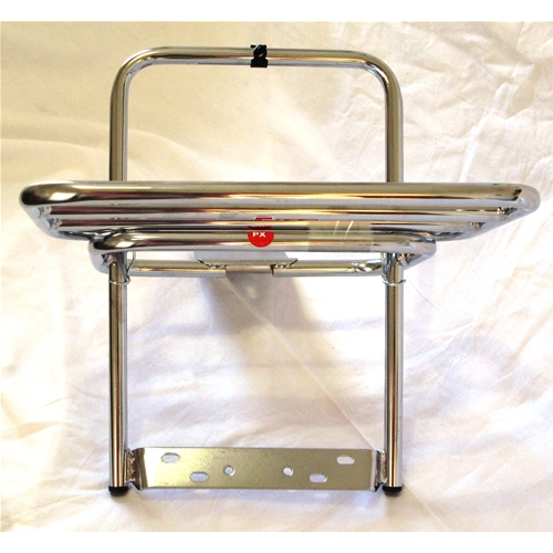 Verchromter Gepäckträger für VESPA 125, 150, 200, PX, PE, ARCOBALENO und Non, mit und ohne Scheibenbremse, ro 610270M