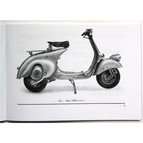Manuel d'utilisation et d'entretien pour VESPA 125 V30T V31T de 1951 à 1952, phare bas, référence 610036M