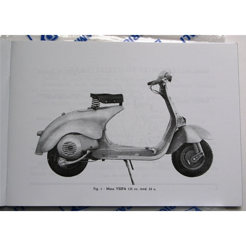 Manuel d'utilisation et d'entretien pour VESPA 125 U VU1T UTILITARIA année 1953 ro 610038M