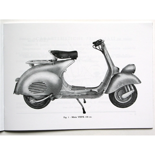 Manuel d'utilisation et d'entretien pour VESPA 125 VM1T VM2T FARO BASSO année 1953 ro 610037M