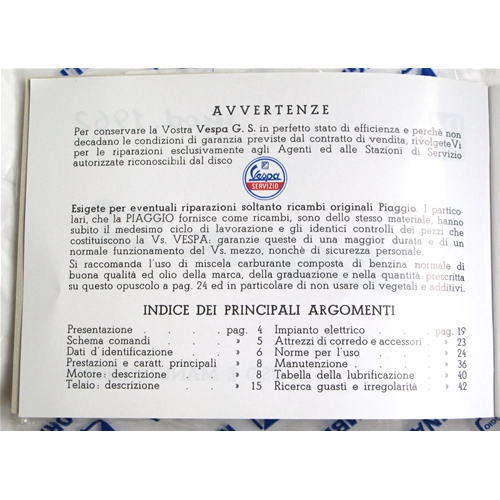 Gebrauchs- und Wartungshandbuch für VESPA 160 GS VSB1T von 1962 bis 1964 ro 6101861M