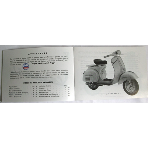 Use and maintenance manual for VESPA GL 150 GL VLA1T from 1962 to 1965 ro 6100184M