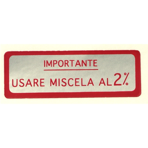 2% Rote Mischung Aufkleber für VESPA 125 VNB 150 VBA GL - 58 x 20 mm.