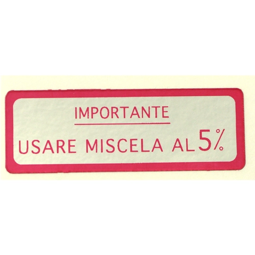 Pegatina de mezcla roja al 5% para VESPA 125 V30 > 33T VM U VN VL GS