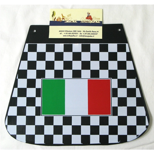 "VESPA" mudguards in black and white checkered Italian flag for all VESPA and LAMBRETTA models