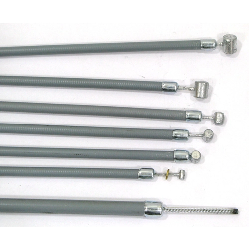 Satz mit 7 Kabeln mit grauer Ummantelung für VESPA 50 90 NLR SPECIAL SS ELESTART 125 ET3 PRIMAVERA mit innenliegender Teflon-Bremse, Kupplung, Getriebe und Gaspedal (RO 139402 139403 192681 174164 174701 098221 071059)