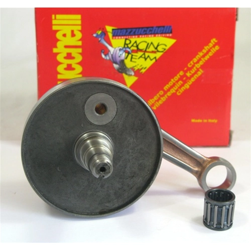 Cigüeñal MAZZUCCHELLI AMT 160VT para VESPA 125 PRIMAVERA ET3, volantes redondos, carrera de 51 mm, biela cónica de 19 mm, distancia entre centros de 97 mm, hombro completo.