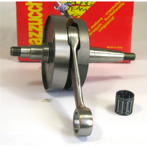 Cigüeñal MAZZUCCHELLI AMT 160VT para VESPA 125 PRIMAVERA ET3, volantes redondos, carrera de 51 mm, biela cónica de 19 mm, distancia entre centros de 97 mm, hombro completo.