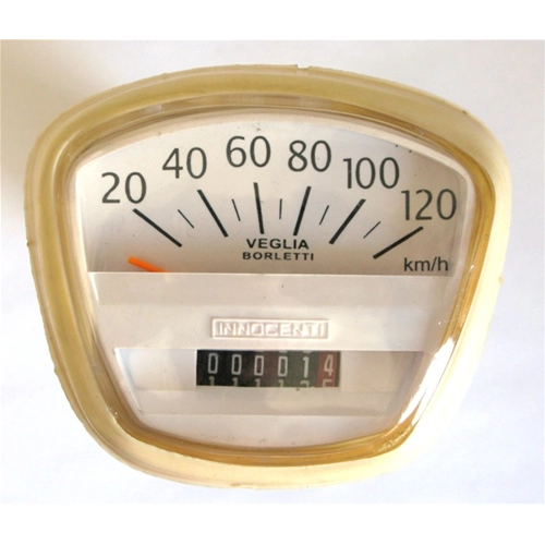 White background speedometer with 120 km/h scale for LAMBRETTA 200 SX DL