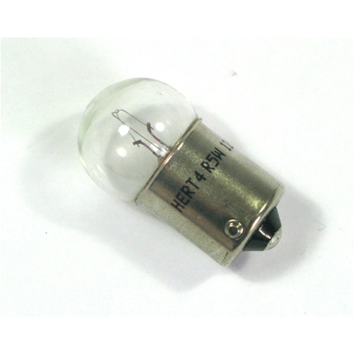 Ampoule sphérique HERT R5W BA15S 12 volts 5 W à culot BA15S pour feu de plaque d'immatriculation et phare de type cygne VESPA 50 90 NLR SPECIAL ET3 PRIMAVERA, culot G18.5 unipolaire.