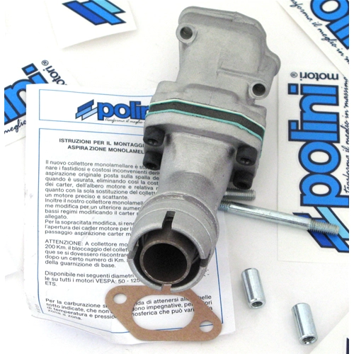 Collettore carburatore monolamellare POLINI 215.0116 diametro 19 per VESPA 50 cc. N L R ET3