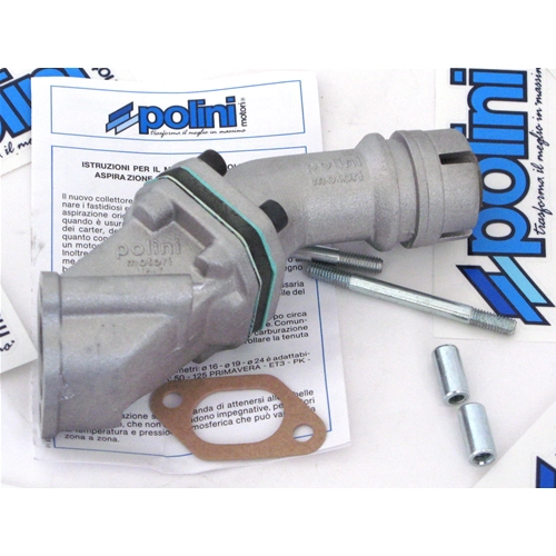 Collettore carburatore monolamellare POLINI 215.0116 diametro 19 per VESPA 50 cc. N L R ET3