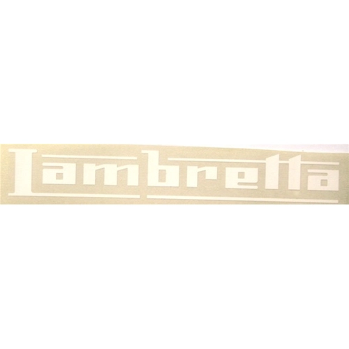 Weißer Aufkleber mit der Aufschrift LAMBRETTA