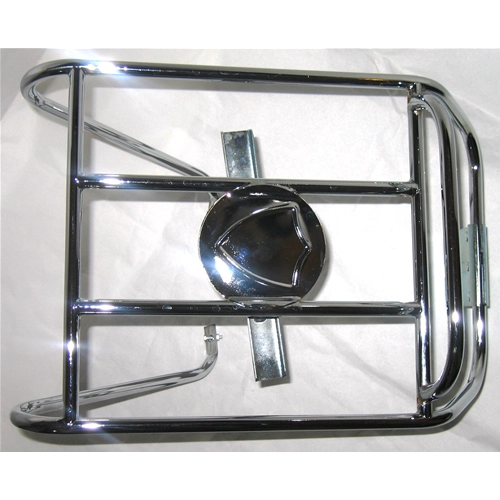 Portaequipajes trasero cromado con soporte para rueda de repuesto para LAMBRETTA LI de tercera serie.
