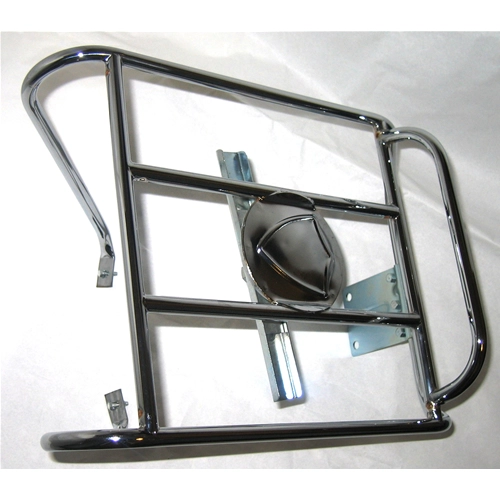 Portaequipajes trasero cromado con soporte para rueda de repuesto para LAMBRETTA LI de tercera serie.