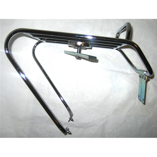 Portaequipajes trasero cromado con soporte para rueda de repuesto para LAMBRETTA LI de tercera serie.