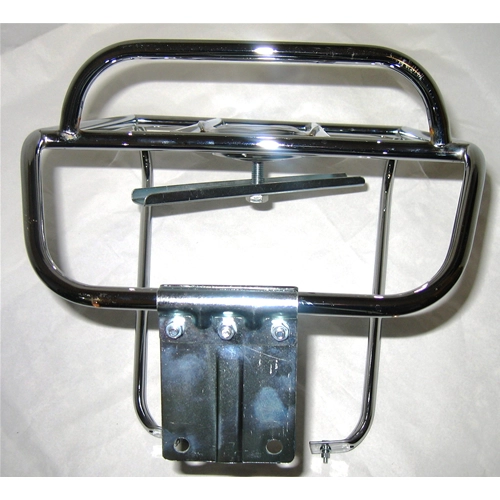 Portaequipajes trasero cromado con soporte para rueda de repuesto para LAMBRETTA LI de tercera serie.