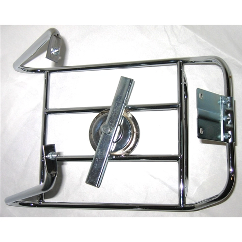 Portaequipajes trasero cromado con soporte para rueda de repuesto para LAMBRETTA LI de tercera serie.