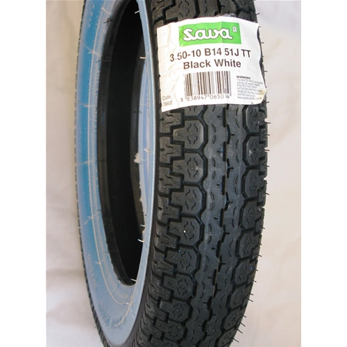 MITAS SAVA whitewall tire 3.50 10" 51J TT B14 for VESPA APE and LAMBRETTA