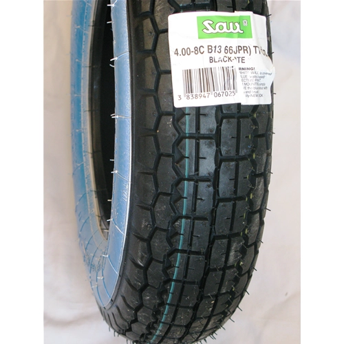 Neumático MITAS SAVA de banda blanca 4.00 8" 66J TT B13 4PR para VESPA APE y LAMBRETTA