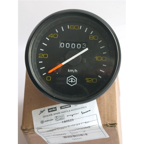 Compteur kilométrique PIAGGIO d'origine pour VESPA VESPA P 125 X VNX1 de 1977 à 1982 - VESPA PX 125 E VNX2T à partir du cadre 200000 année 1981 - VESPA P 150 S VBX de 1978 - VESPA P 150 S VESPA P 150 X VLAX1T à partir du cadre 600000 année 1978 à 1981- VE