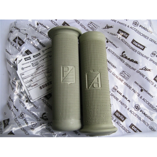 Par de puños grises PIAGGIO 24 mm VESPA 50 NL 90 SS 125 VNB VNA VMA 150 VL3T logotipo cuadrado ro 028151