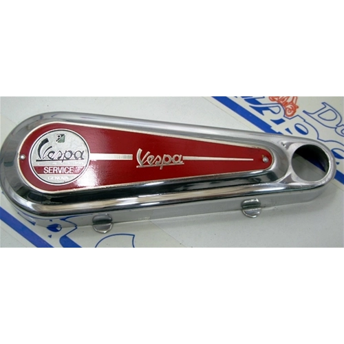 Tapa de buje con resorte cromado Vintage VESPA SERVICE rojo para VESPA 125 150 160 180 200 VNA VNB VBA VBB VB1VL VM VN GL SPRINT GS 150 GT GTR SUPER TS RALLY