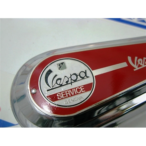 Tapa de buje con resorte cromado Vintage VESPA SERVICE rojo para VESPA 125 150 160 180 200 VNA VNB VBA VBB VB1VL VM VN GL SPRINT GS 150 GT GTR SUPER TS RALLY