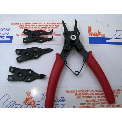 Pinza componibile per anello seeger interni esterni 4 beccucci per VESPA LAMBRETTA MOTO GUZZI SCOOTER anelli