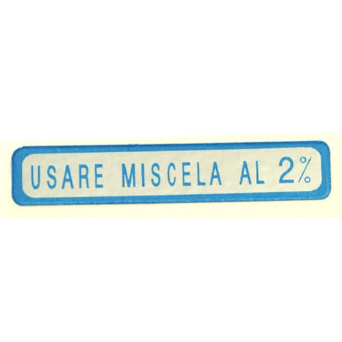 2% Blauer Mischungsaufkleber für VESPA 50 90 125 PRIMAVERA ET3 55 x 10 mm ro 610054M003