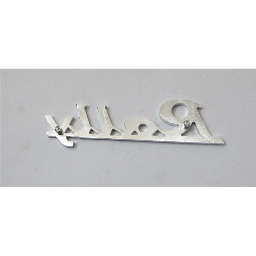 Front plate lettering, 90 mm long, for VESPA 180 RALLY in aluminum, ro 120972