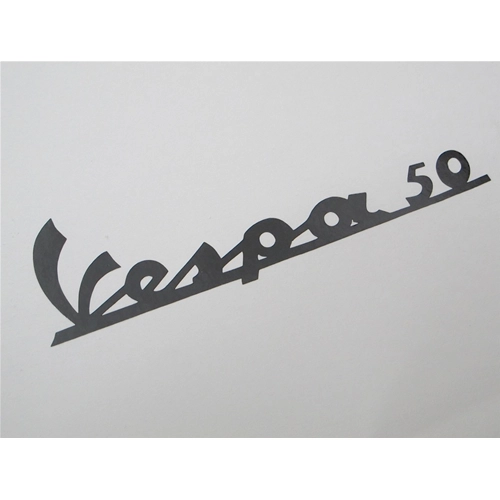 Beschriftung des Frontschilds für VESPA 50 V5A1T, erste Serie (1963–1971), aus schwarzem PVC, Länge 130 mm, ro 090494