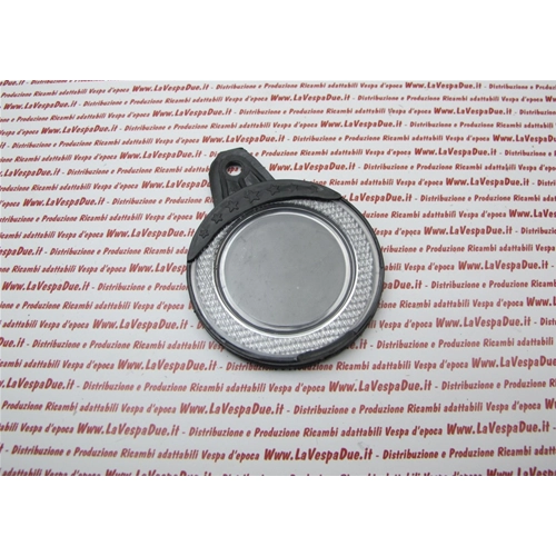 Schwarze, runde „San Cristoforo"-Steuerplakette für Vespa und Lambretta