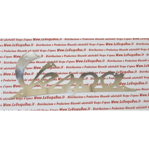 Scritta targhetta anteriore in ottone cromata per VESPA 98 125 dal 1948 al 1954 150 VL1 2 3T VB1T VN VM prodotto italiano r.o. 002790 lunga 140 mm