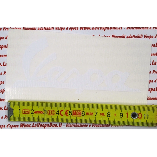 Front plate lettering for VESPA 125 VNB4 5T from 1963 to 1965 in white PVC adhesive ro 094454 length 105 mm