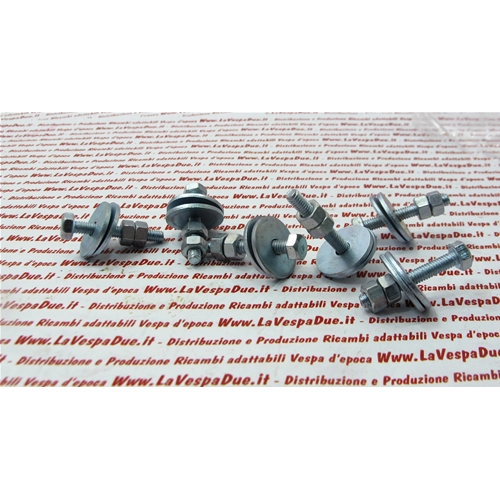 Satz mit 6 Schrauben (4 x 40 mm), 2 Unterlegscheiben und 2 Muttern (4 mm) zur Befestigung der Seitenverkleidungen und Seitentaschen für die VESPA