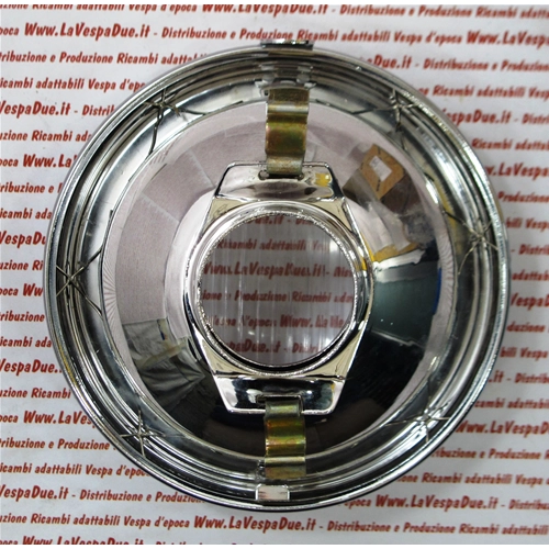 SIEM front headlight assembly Ø 105 mm for VESPA 150 VL2T 1955 1956 complete with chrome frame and lamp holder ro 025483