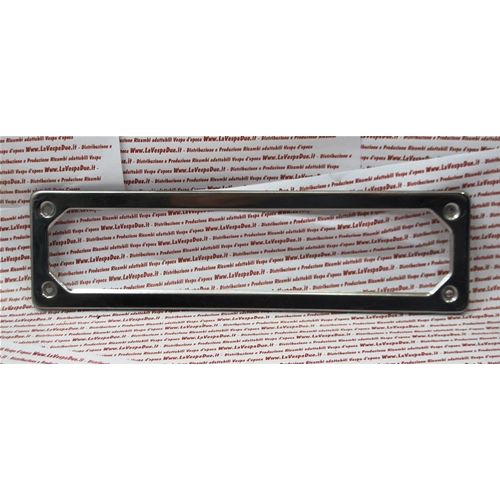 Marco de matrícula delantero de hierro cromado de 28x7,5 cm para coches clásicos FIAT 126 127 128 1100 500 FLR NUOVA 600 ALFA ROMEO SPIDER GIULIETTA MERCEDES SC SL, matrícula negra y números blancos