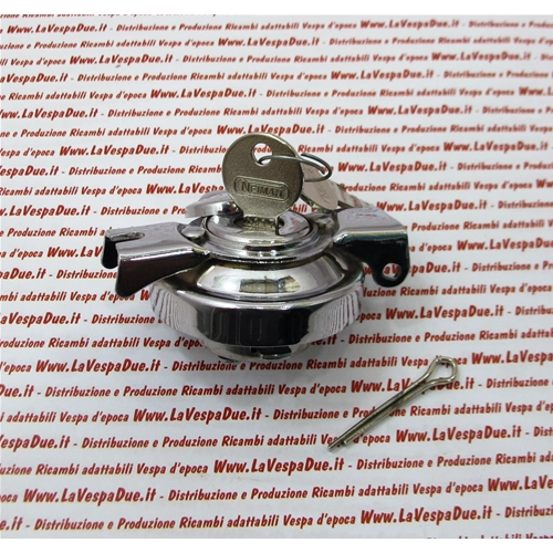 Anti-theft chrome fuel tank cap with NEIMAN lock for VESPA 50 NLR SPECIAL 90 SS 125 PRIMAVERA ET3