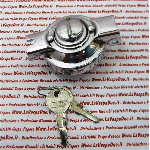 Anti-theft chrome fuel tank cap with NEIMAN lock for VESPA 50 NLR SPECIAL 90 SS 125 PRIMAVERA ET3