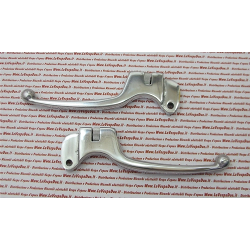 Pair of adjustable sports levers in polished aluminum brake and clutch with cable adjusters for VESPA 50 80 125 150 160 180 200 PX NLR SPECIAL PRIMAVERA SPRINT VBB VNB TS GS GT RALLY SS adaptable to all models