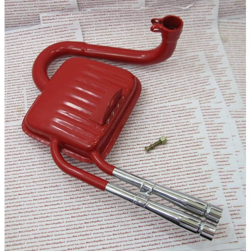 Pot d'échappement rouge type Abarth pour Vespa 125 150 Sprint GT GTR Veloce Super TS PX avec double sortie chromée